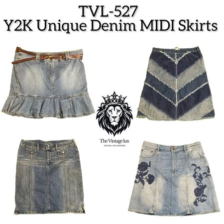 Y2K Unique Denim MIDI Skirts (TVL-527)