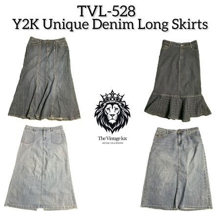 Y2K Unique Denim Maxi Skirts (TVL-528)