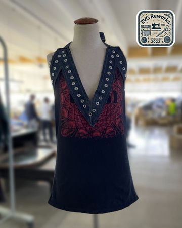 Upcycled y2k Eyelet Halter Top