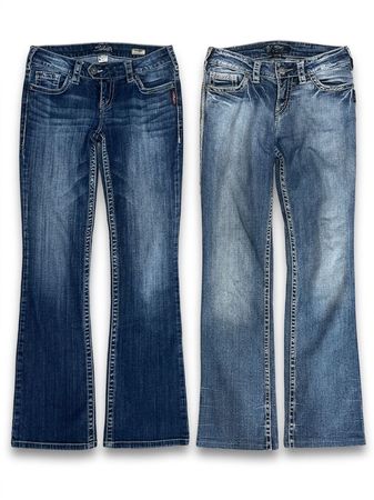 (FV-1157) Y2K Denim Flared Jeans Brand: Silver