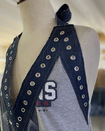 Upcycled y2k Eyelet Halter Top