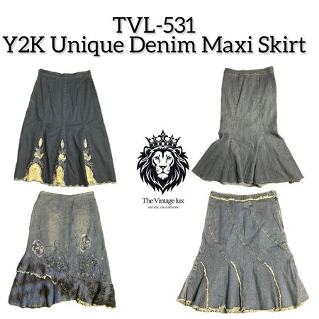 Y2K Unique Denim Maxi Skirts (TVL-531)