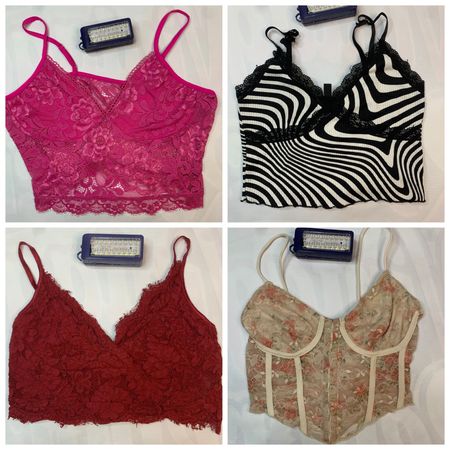 Y2K Coquette & Streetwear Mix - Lace Bralettes, Optical Print Tanks & Floral Corset Tops VR-271