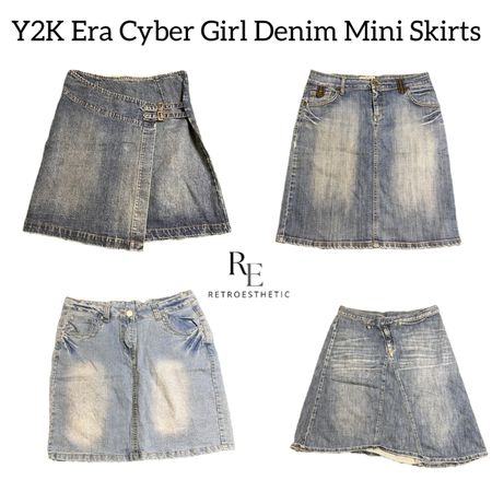 Y2k Era Cyber Denim Midi Skirts Re-3035