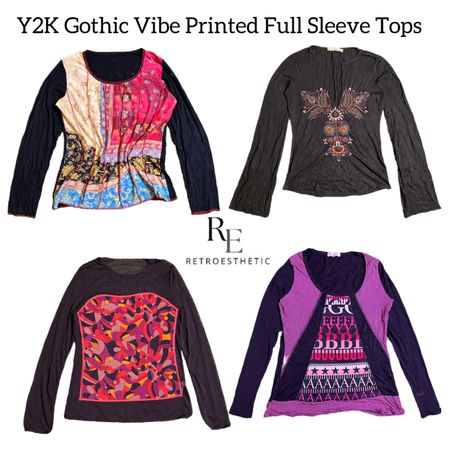 Y2k Gothic Vibe Printed Full Sleeve Tops Re-3036