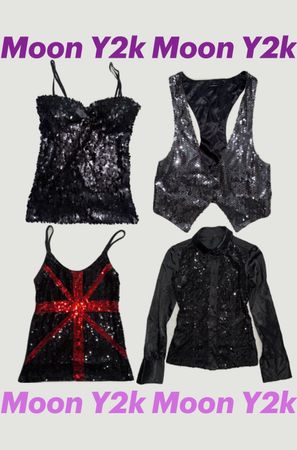 Y2k Sequin Gothic Party Tops mix