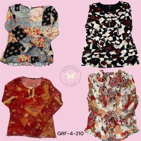 Blusa Rossa Stampata Y2K da Donna – Top Retro Chic in Poliestere Leggero (GRF-4-210)