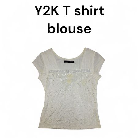 Y2K smocked T shirtblouse