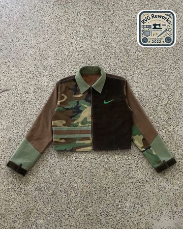 Upcycled The Camo Contrast Cropped Jacket