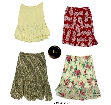 Y2k mix printed poly skirt GRV-4-239)