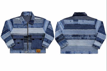CR1525 Upcycled Denim Panel Jacket