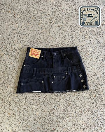 Upcycled Levi's Denim Belted Mini Skirt