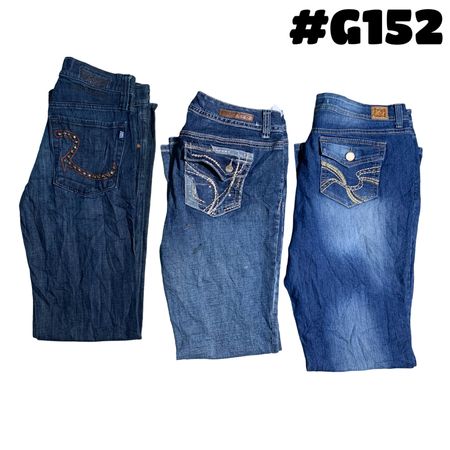Y2K Embellishment Jeans (brands) silver , Christopher and lei etc. #G152