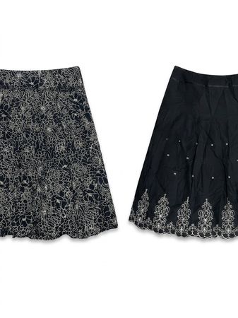 (FV-1195) Y2K Aesthetic Monochrome Geometric Print & Abstract Pattern Cotton Skirt Mix