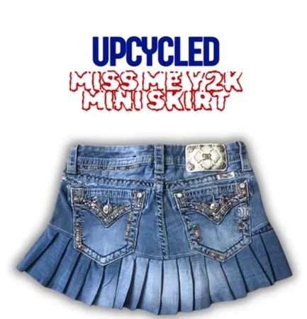Upcycled Miss me Denim mini skirt