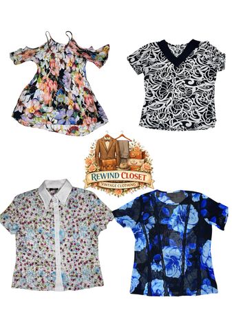 Y2k style tops Mixed Vintage Tops, Mesh Camis & Floral Blouses