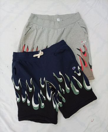 CR7683 Upcycled Mixed Branded Flame Shorts