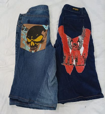 CR7694 Upcycled Printed Shorts