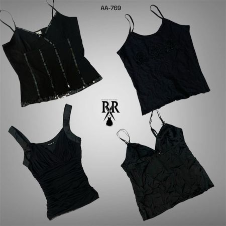 Y2K Black Gothic Cami Tops (AA-769)