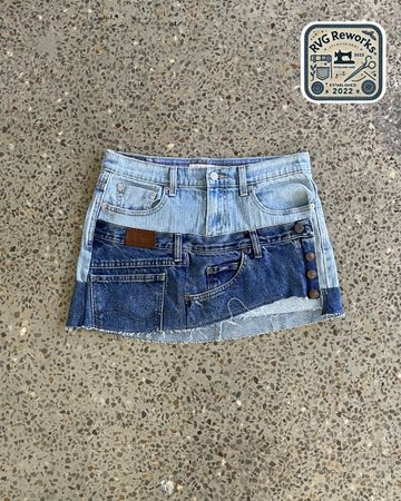 Upcycled Levi's Denim Belted Mini Skirt