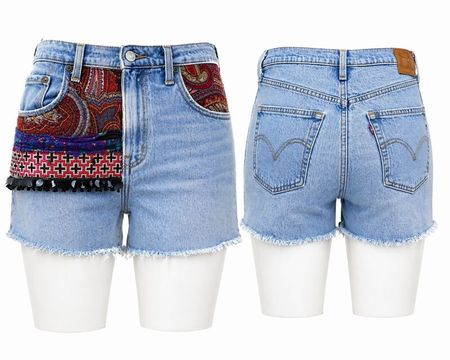 CR1529 Upcycled Denim Shorts