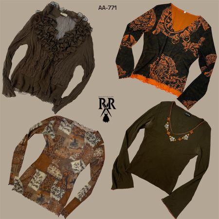 Y2K Earthy Tone Full Sleeve Tops (AA-771)