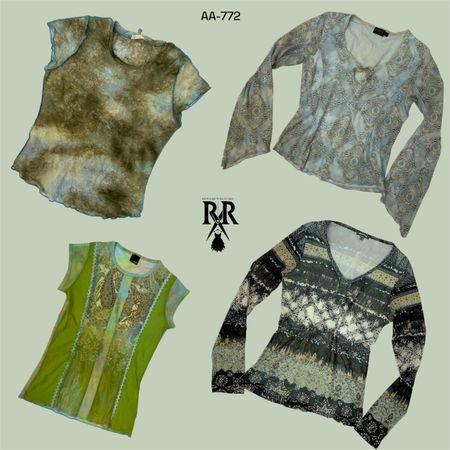 Y2K Oceanic Blue Mix Tops (AA-772)