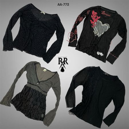 Y2K Black Rave Full Sleeve Tops (AA-773)