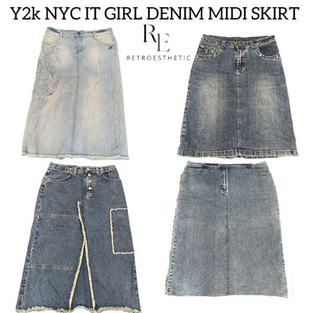Y2K NYC IT Girl Denim Midi Skirts RE-3049