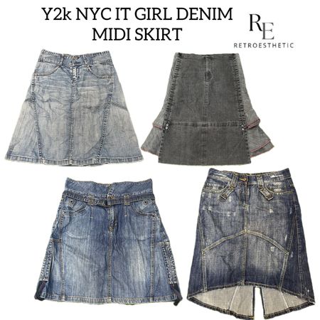 Y2k NYC IT GIRL DENIM MIDI SKIRT RE-3068