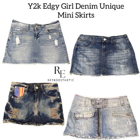 Y2K Edgy Girl Unique Denim Mini Skirt Re-3070