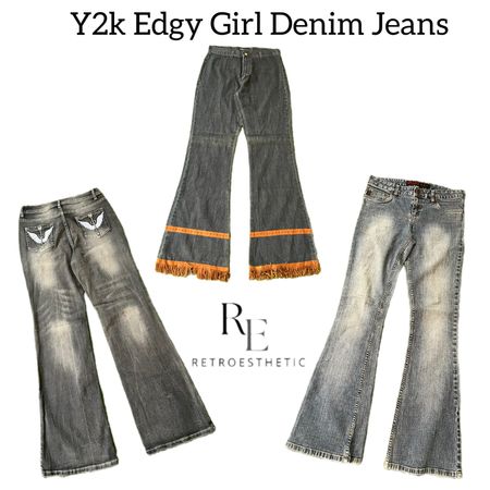 Y2K Edgy Girl Denim Jeans Re-3053