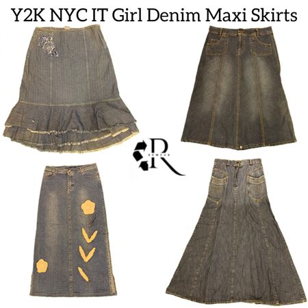 Y2K NYC IT Girl Denim Maxi Skirts RW-1808