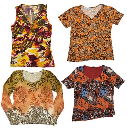 Mesh & Mixed-Print Fusion: Y2K Tops: TT-214