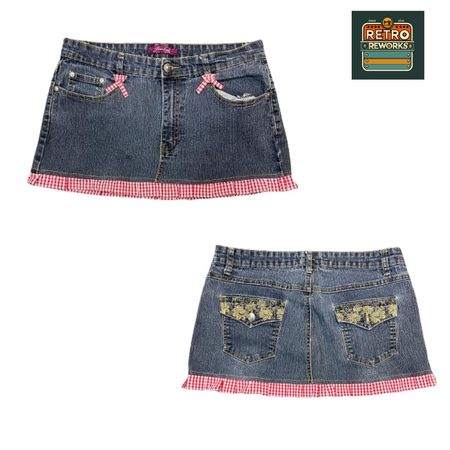 Jupon en dentelle patchwork en denim recyclé