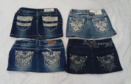 CR7708 Upcycled Y2K Mini Denim Skirts