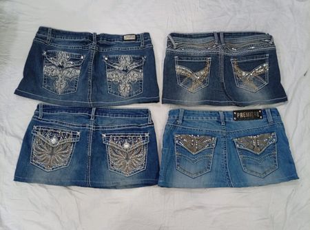 CR7713 Upcycled Y2K Mini Denim Skirts