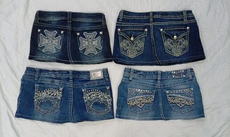 CR7714 Upcycled Y2K Mini Denim Skirts