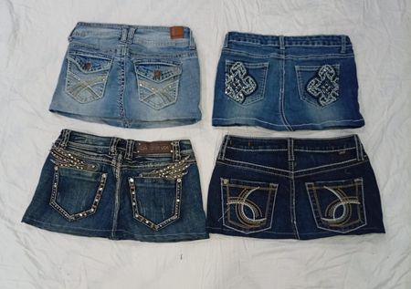 CR7715 Upcycled Y2K Mini Denim Skirts