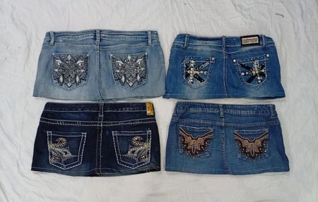 CR7716 Upcycled Y2K Mini Denim Skirts