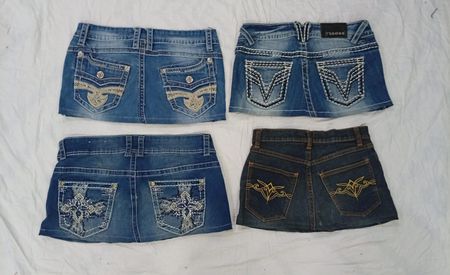 CR7717 Upcycled Y2K Mini Denim Skirts