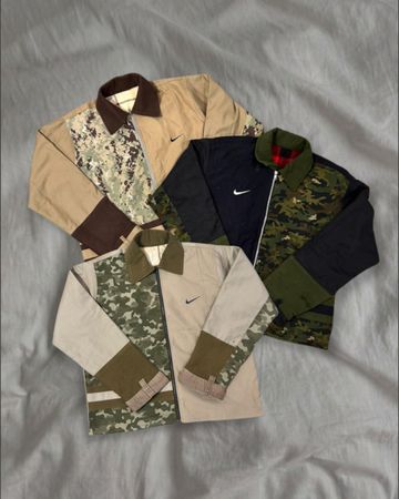 Upcycled Camo Contrast Nike Jacket