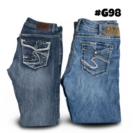 Y2k full  embellishment flare jeans (brands) silver ‘almost famous #G 97 no 2