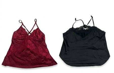 (FV-1205) Vintage Satin Lace Trim Cami Top Y2K Coquette Nightwear Aesthetic