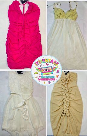 Vintage Y2K Party Dress Bundle – 8pcs Ruched, Pearl Embellished & Ruffle Mini Dresses | VR270 🌸✨