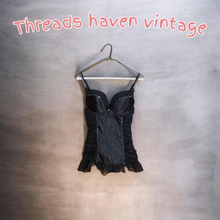 TH#078 Y2K Satin Lingerie Set – Black Classic Style