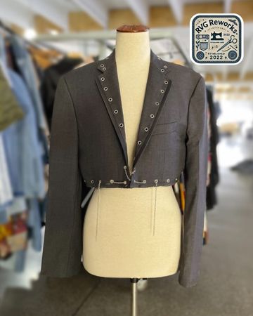 Upcycled Cropped Eyelet Blazer