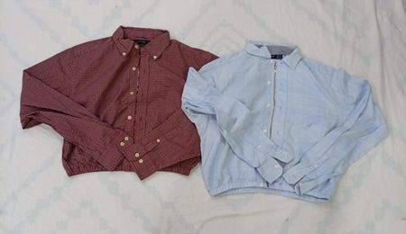 CR7729 Upcycled Tommy Hilfiger & Nautica Crop Shirts