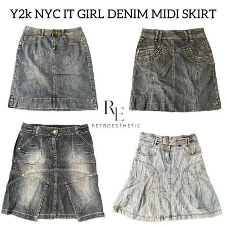 Y2K NYC IT GIRL DENIM MIDI SKIRTS RE-3056