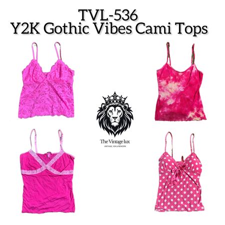 Y2K Gothic Vibe Cami Tops (TVL-536)